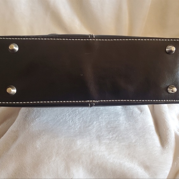 BLACK BAGUETTE FAUX LEATHER SHOULDER HANDBAG Y2K - Picture 6 of 8